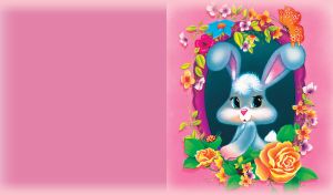 Animated cute bunny posing on a pink background