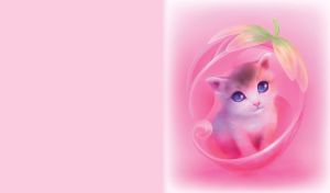 Cute little kitten in a pod house on a lite pink background
