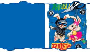 Animated cute rabbits bike riders on a blue background