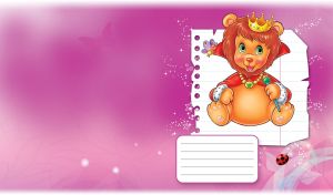 Lion king in a red clock and a crown of gold holds a scepter on purple-pink