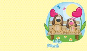 Little Friends | Adorable Cartoon Duos on Pastel Yellow Polka Dots