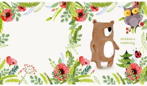 Children's Creativity | Kids' Artistic Wildlife Drawings in Floral Frames | on White