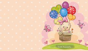 Cute chicken flying in a balloon box on a pastel beige polka dot background