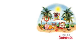 Enjoy Your Summer | Beachside Creatures on a Tropical Holiday | on White