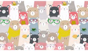 Pastel Pals | Cartoon Animals with or without Glasses in Seamless Patterns