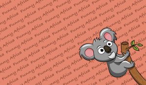 Funny cartoon koala against light red-brown backdrop with text seamless pattern