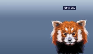 Illustration of an adorable red panda portrait against a pastel navy gradient