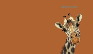 Detailed giraffe sketch on an ocher-orange sketchbook cover