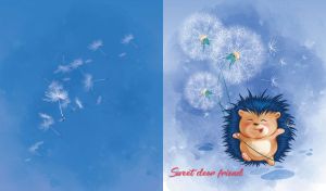 Sweet Dear Friend | Drawn Animals In Watercolor Vignette | Pastel