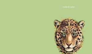 Watercolor illustration of a leopard's face on a light green backdrop