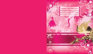 Crane in a traditional Chinese style on a pink background of its own silhouette