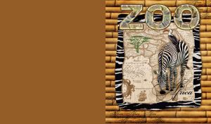 ZOO | Africa | Animals on the Framed Map Backdrop against Textured Canvas