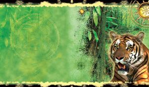 Savanna woodland with tiger closeup