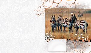Multi-panel oil painting of a dazzle of zebras on a white background