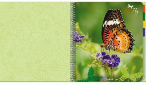 Butterfly and wildflowers on a pastel green cover of a spiral notebook