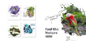 White garden snail on a red rose within a green inkblot backdrop on white