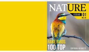 Rare European bee-eater bird featured on the yellow cover of a Nature magazine