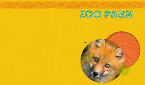 A portrait of a red fox in a circle on a vibrant yellow backdrop