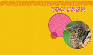 A portrait of a Spectral tarsier in a circle on a vibrant yellow backdrop