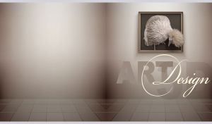 Weebale - Crested Crane by Calvin Nicholls in a sepia hall of an art gallery