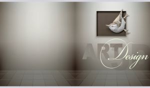 Nuthatch by Calvin Nicholls in a green-grey sepia hall of an art gallery