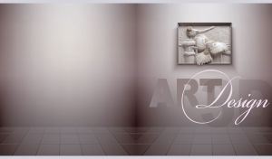 Magpies by Calvin Nicholls in a purple sepia hall of an art gallery