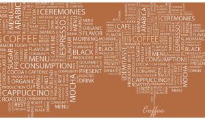 Ocher coffee word cloud concept wallpaper
