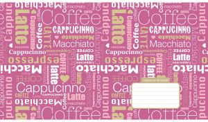 Pink coffee word cloud concept wallpaper