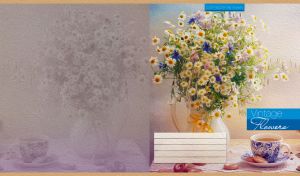 Still life oil painting with daisies and cornflowers in a jig and a teacup