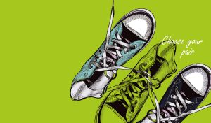 CHOOSE YOUR PAIR - Canvas shoe drawing on lime green background