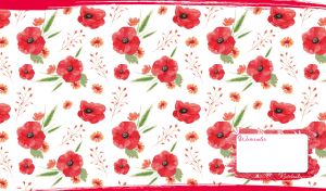 Seamless floral pattern with poppies and spikelets on a white background