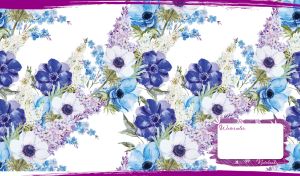 Seamless floral pattern with lilac and anemone flowers on a white background