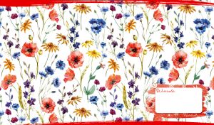 Seamless floral pattern with colorful wildflowers on a white background