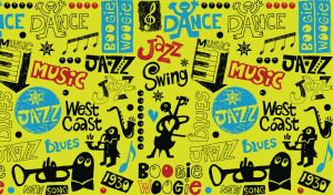 Lime green poster for an urban jazz, swing and blues music festival