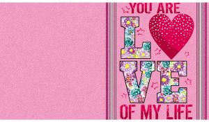 YOU ARE LOVE OF MY LIFE on a pink denim textured backdrop