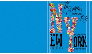 THE EXCLUSIVE CITY NEW YORK on a light blue denim textured backdrop