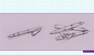 Pastel purple sketch of writing utensils and a dry leaf on a checked pattern