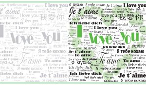 I Love You in many languages on a white newspaper style poster