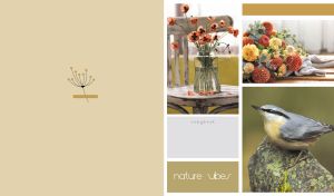 Three-block collage of Nature Vibes with a pastel beige side panel backdrop