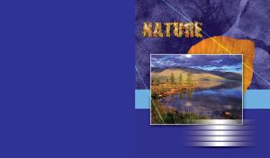 Picture of a mountain lake under the scattered clouds on velvet