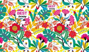 Seamless colorful flowers in neon colors on white