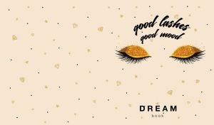 Stylized sparkling eye makeup on a beige backdrop with diamonds and stars