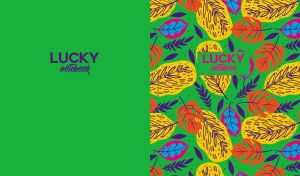 Tropical leaf pattern in neon colors on green