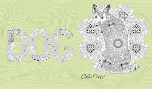 Shepard dog mandala coloring illustration in Zentangle style on pastel green