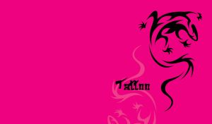 A lizard blackwork tattoo against a vibrant fuchsia background