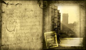 Vintage photo Chateau de Vincennes in Paris in a grey sepia old photo album