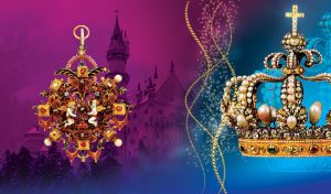 Queen-Consort of Bavaria crown and a golden royal coat of arms with on gradient