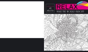 Floral mandala pattern outlines on a white and black background