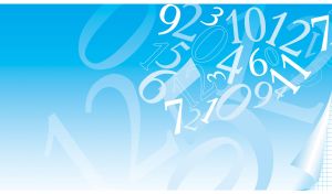 A seamless pattern of flying digits on a light blue backdrop