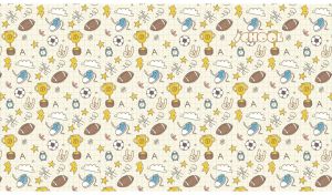 School | Education and Sports Essentials in Seamless Patterns | on Pastel Yellow